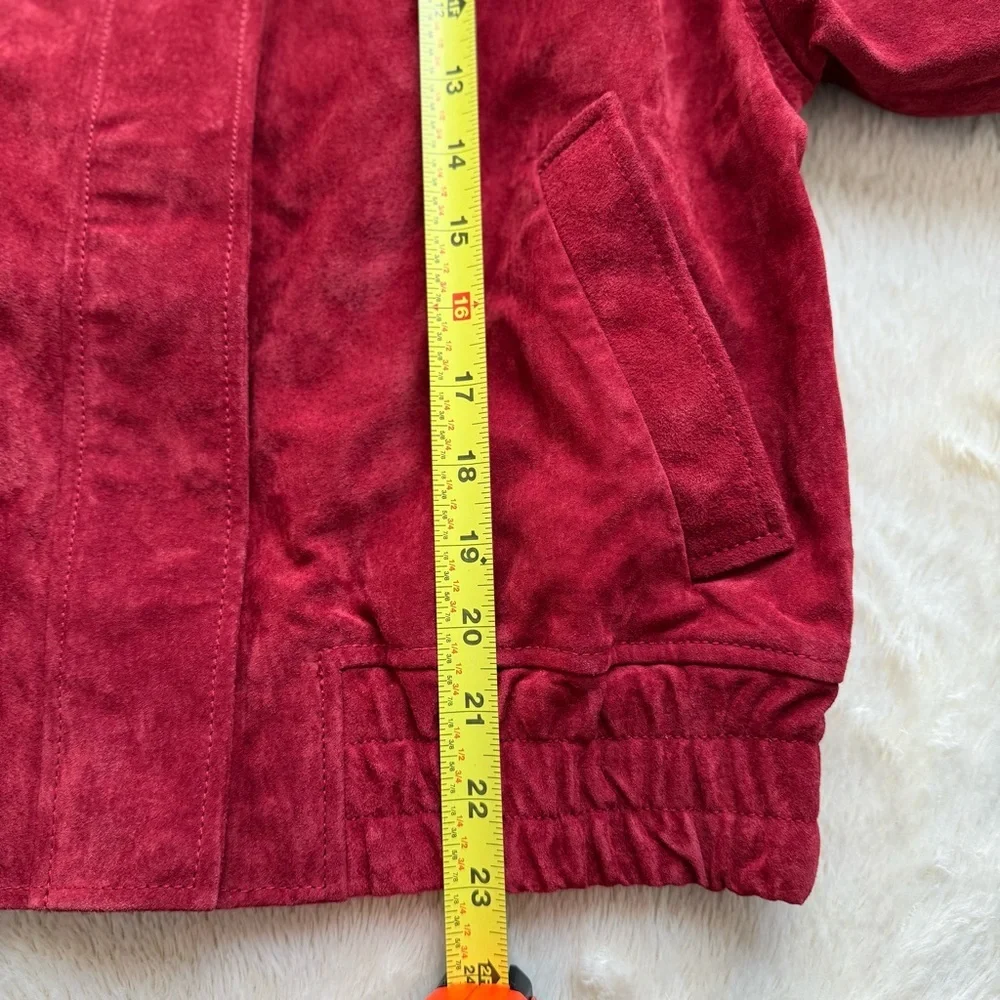 NWT BLANKNYC Red Suede Leather Moto Bomber Jacket Cherry Womens Small - Picture 5 of 7